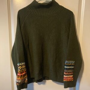 Green Sweater with Elbow Detail